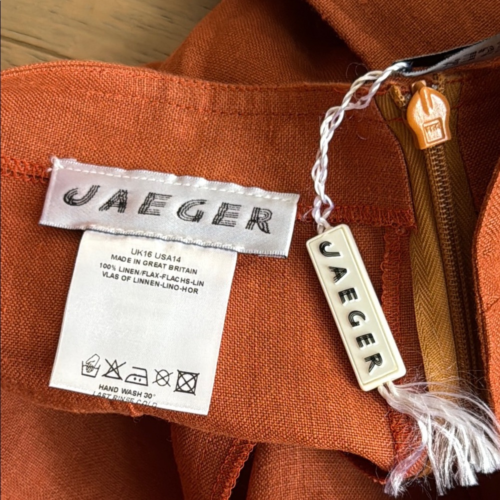 Jaeger Rust Colored Linen Shirt And Pants Set - Picture 14 of 15